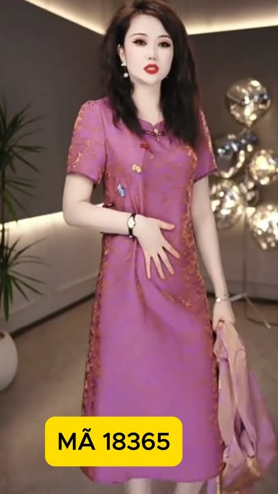 18365-Đầm suông A lụa hồng ( lụa nha xá,lót)