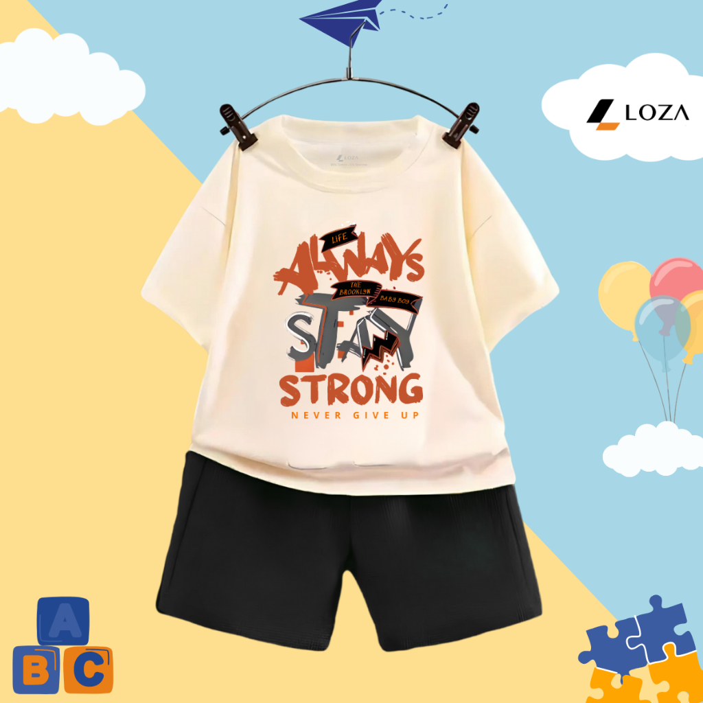 Set đồ bé trai hình ALWAYS STAY STRONG- Loza Kids SB600_thumbnail_2