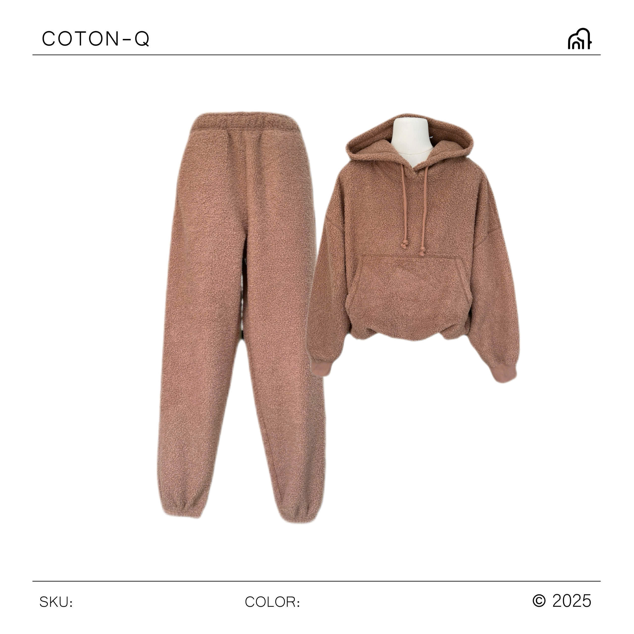 HJ133 Set bộ dài lông cừu ( NÂU ) - lỗi dơ nhẹ