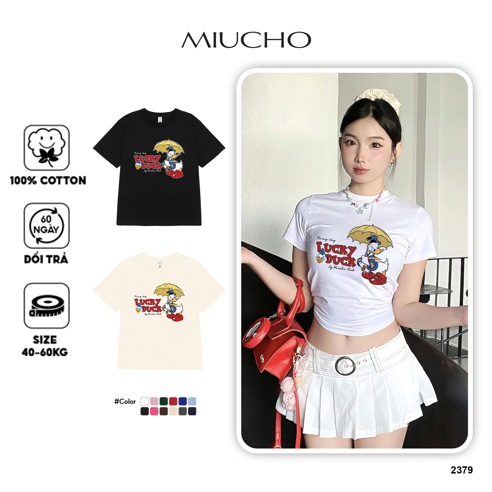 Áo baby tee họa tiết hoạt hình 2379 Miucho chất vải cotton mềm mại thoáng mát cao cấp in mix