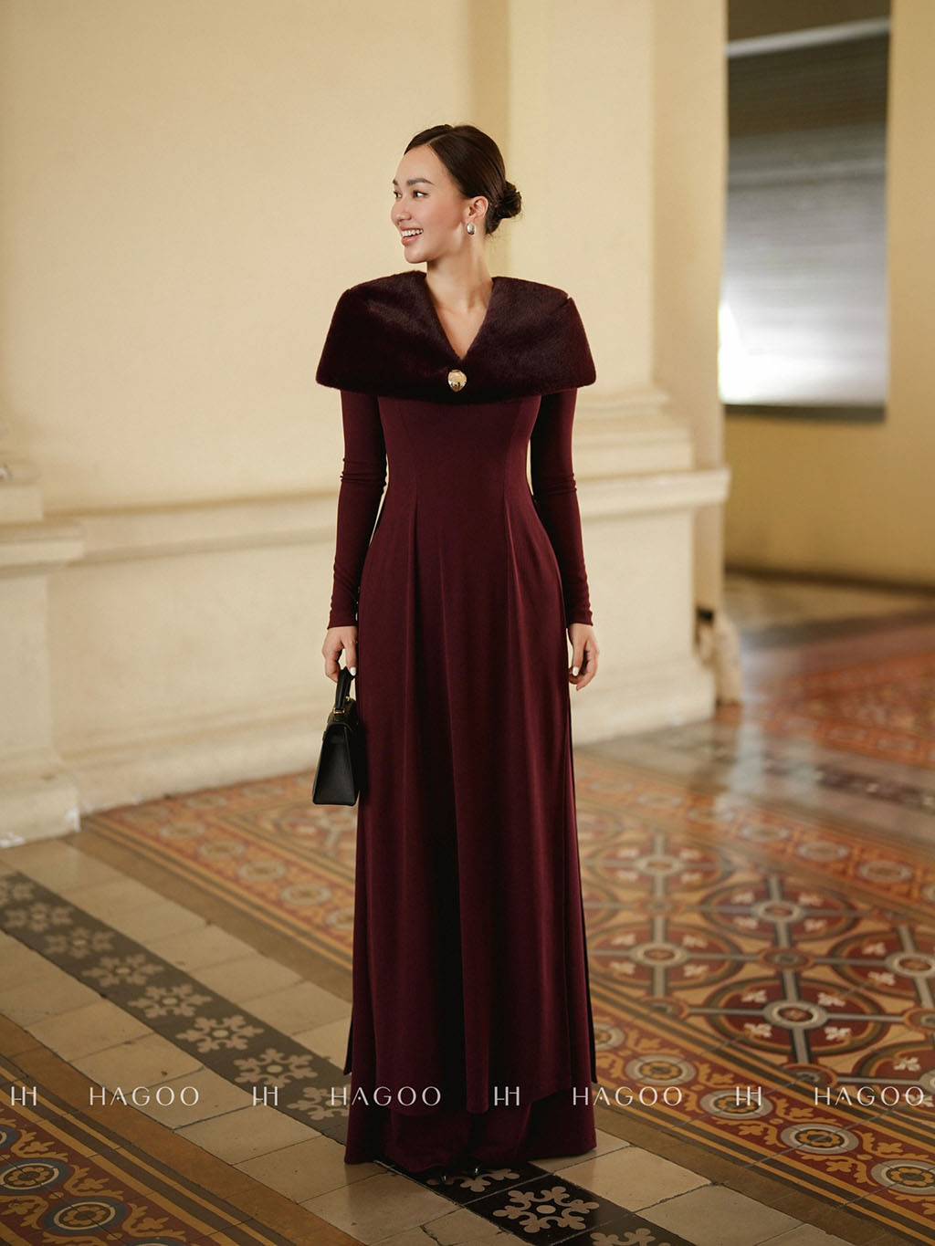 Set Áo dài thun vai lông choàng HAGOO_thumbnail_5