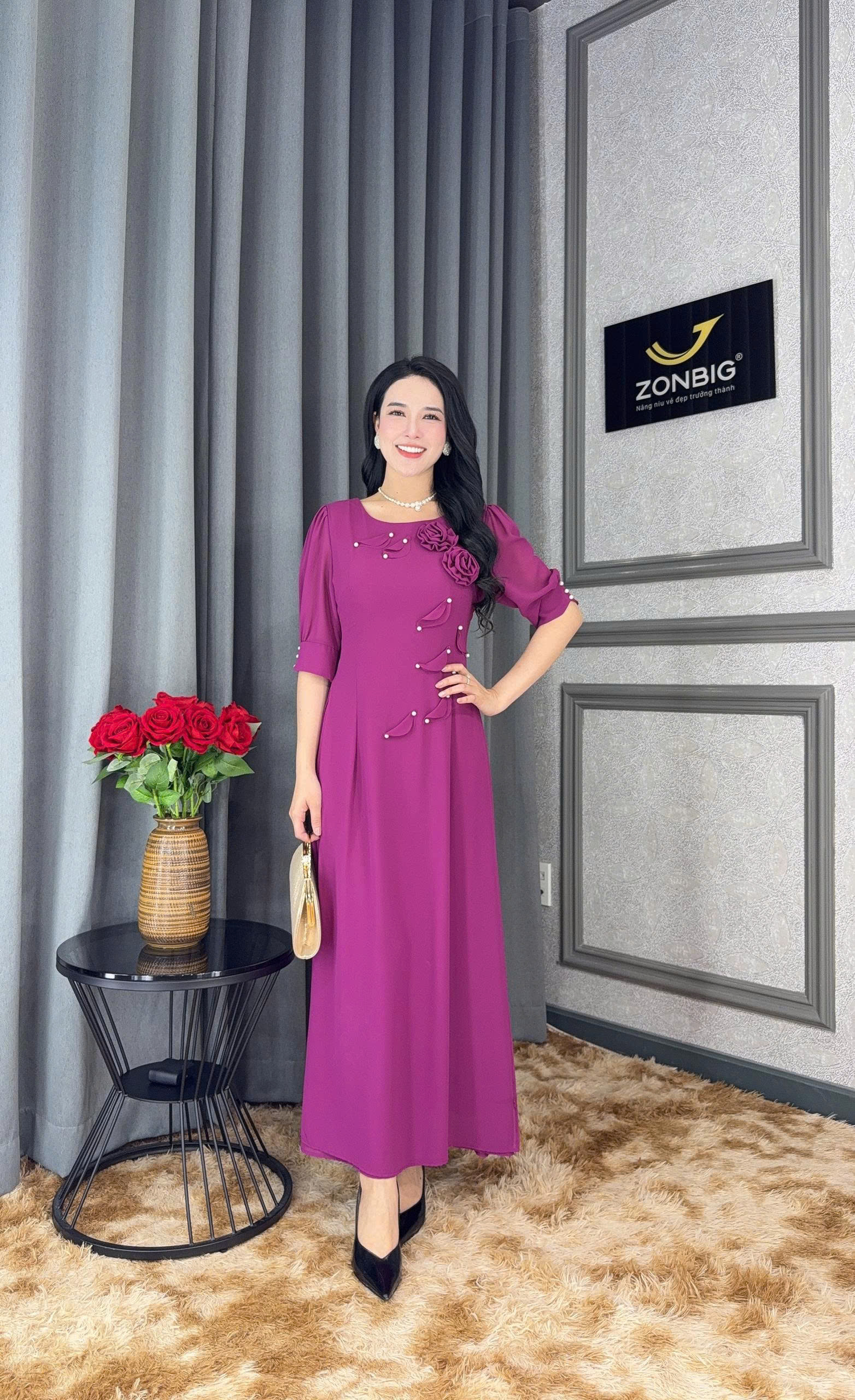 Đầm giả áo dài - Y1429 - Thương hiệu Zonbig