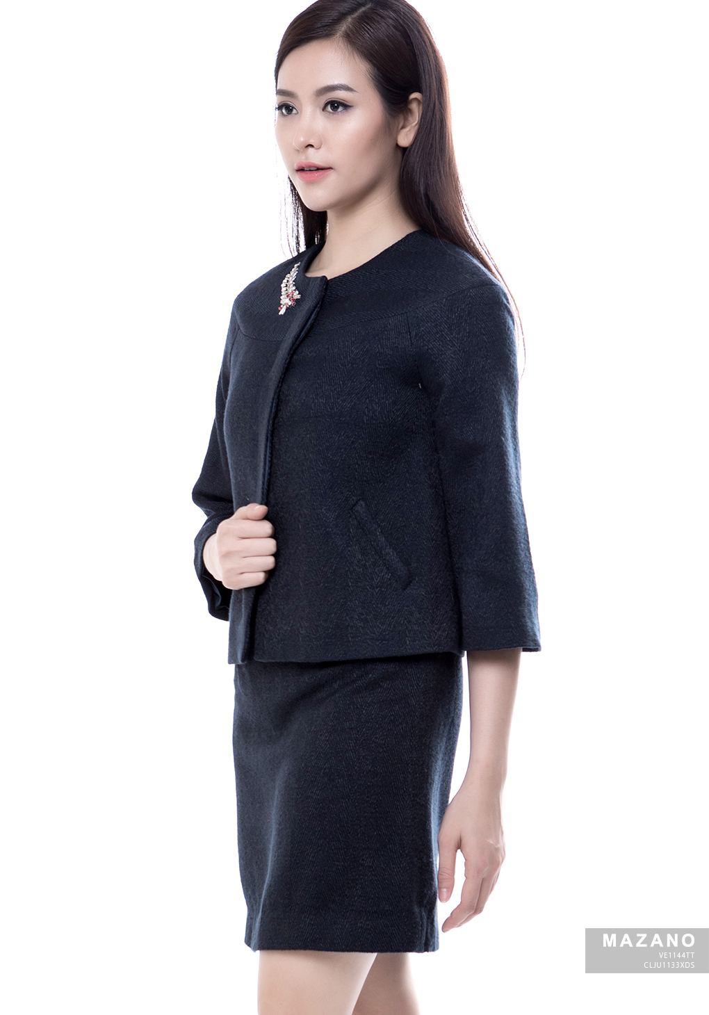 Chân váy Juyp vải Tuytxi màu xanh đen