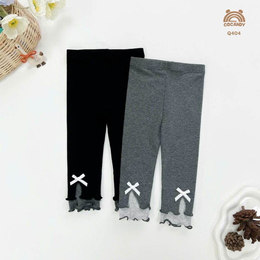 Quần dài legging ĐEN phối XÁM  gấu sóng nơ_thumbnail_1
