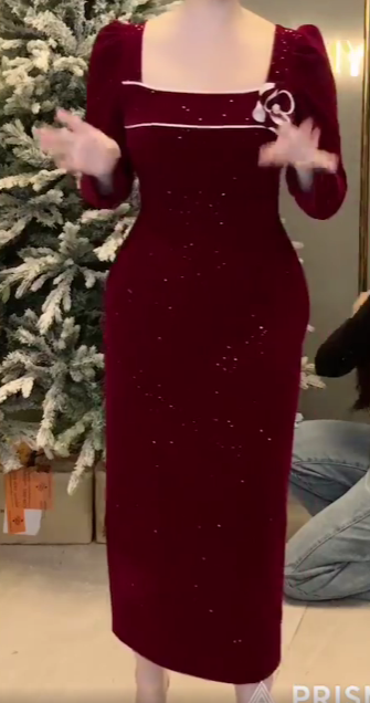 Đầm Bút Chì Cổ Vuông Tag Hoa_thumbnail_4