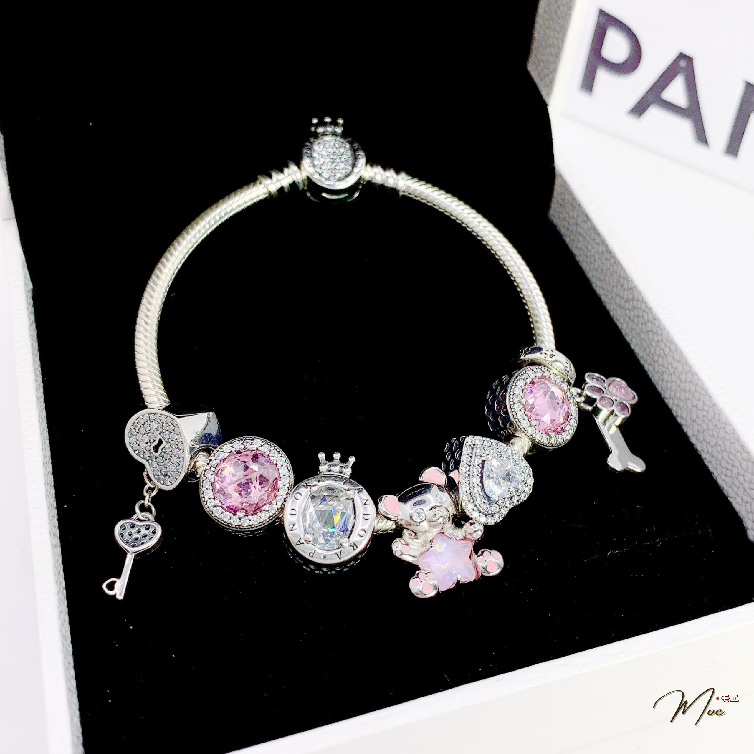 LT584 - Vòng Pandora gấu teddy hồng xinh xắn