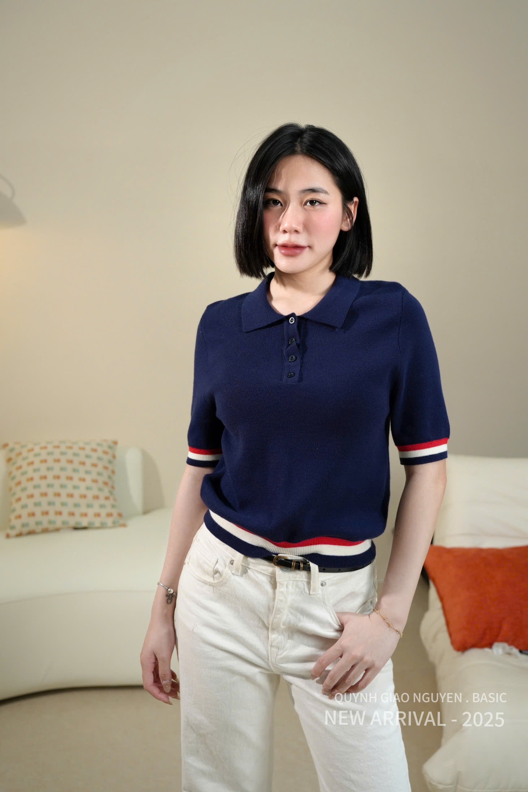 Áo dệt phối viền Cotton - Q ( XANH ĐEN )_thumbnail_3