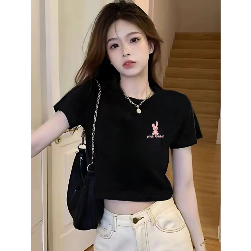 [Form Ôm] Áo croptop nữ ôm body màu đen in hình - Áo thun nữ dáng croptop ôm Loza - G0260_thumbnail_5