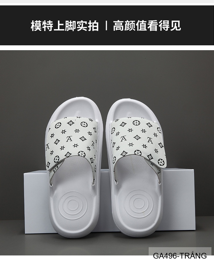 GA496 - Dép xỏ ngón nam thời trang đế dày họa tiết logo, màu trắng đen_thumbnail_3