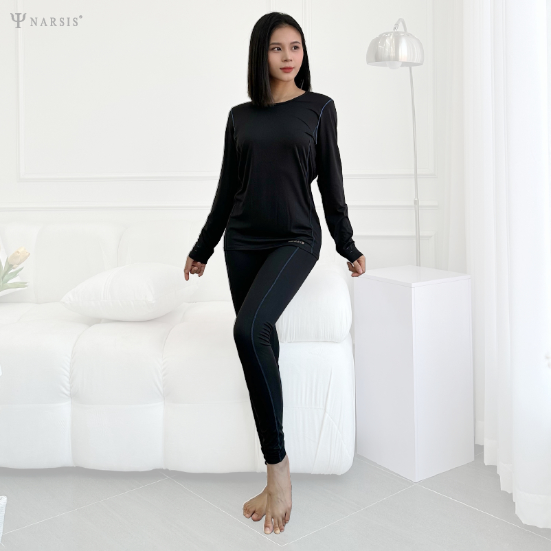 SET BỘ THỂ THAO GIỮ NHIỆT NỮ CHẤT LIỆU ẤM ÁP CO GIÃN 4 CHIỀU CẠP CAO TÔN DÁNG BLACK LAPIS COLOR H..._thumbnail_2