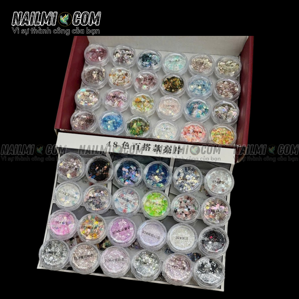 Set Nhũ Khổng Tước Vảy Cá  Cao Cấp 48 Màu Glitter Nail_thumbnail_2