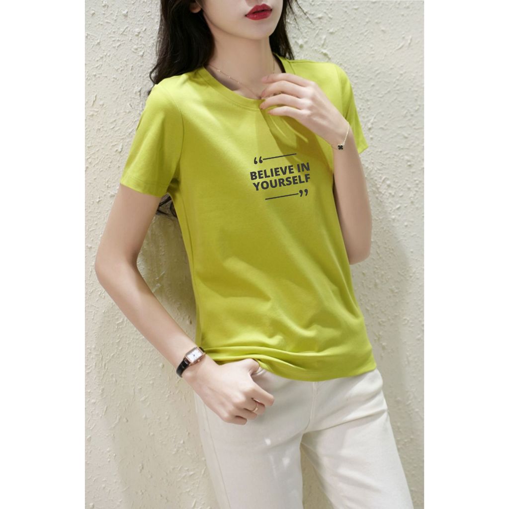 [Form Vừa] Áo thun nữ form vừa in BELIEVE IN YOURSELF - Áo phông nữ Loza VT7061_thumbnail_0