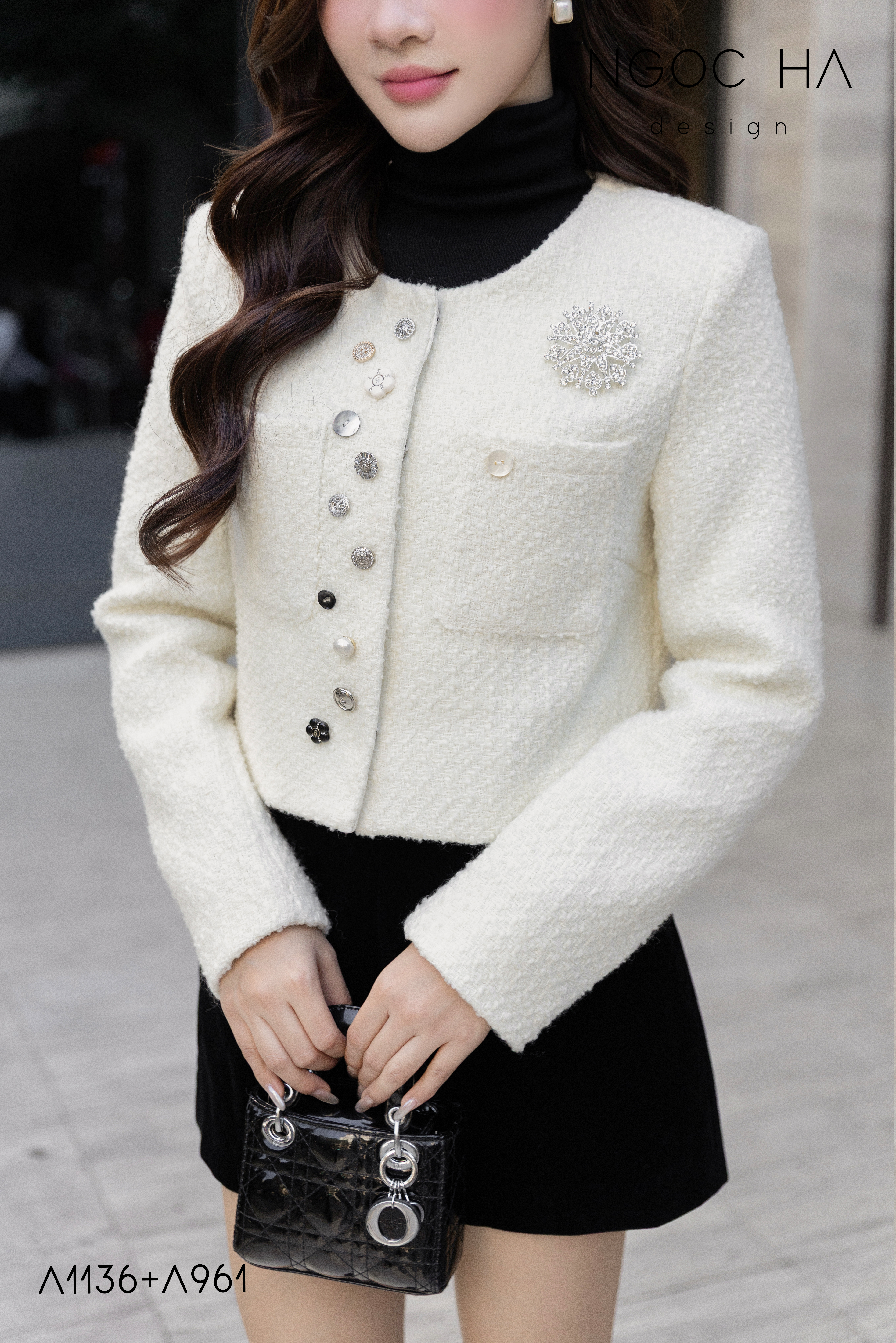 Milan Top_ Áo Tweed Nhiều Cúc Màu Kem A1136_thumbnail_3