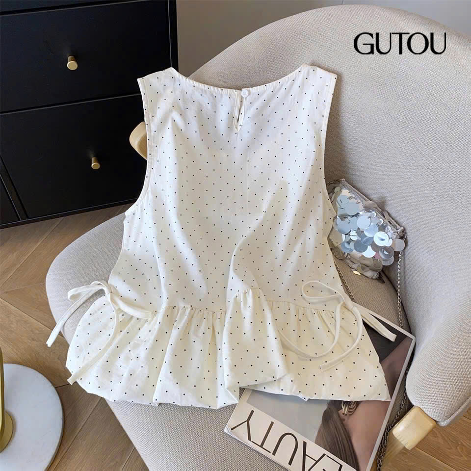 [ GUTOU ] Áo Chấm Bi Phối Bèo+Scrunchie_thumbnail_11