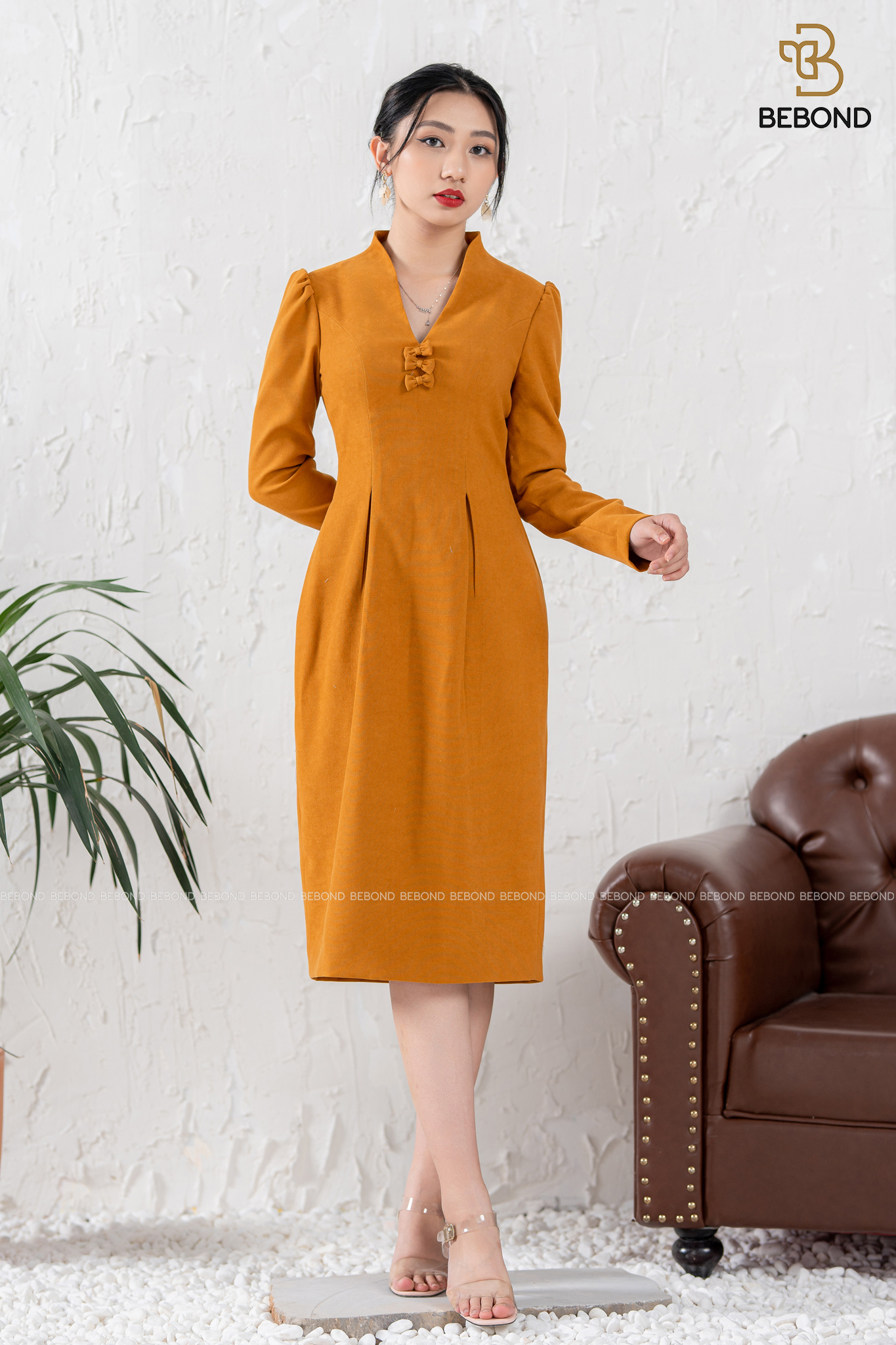 Đầm nhung tăm NÂU VÀNG- VIOLET_thumbnail_8