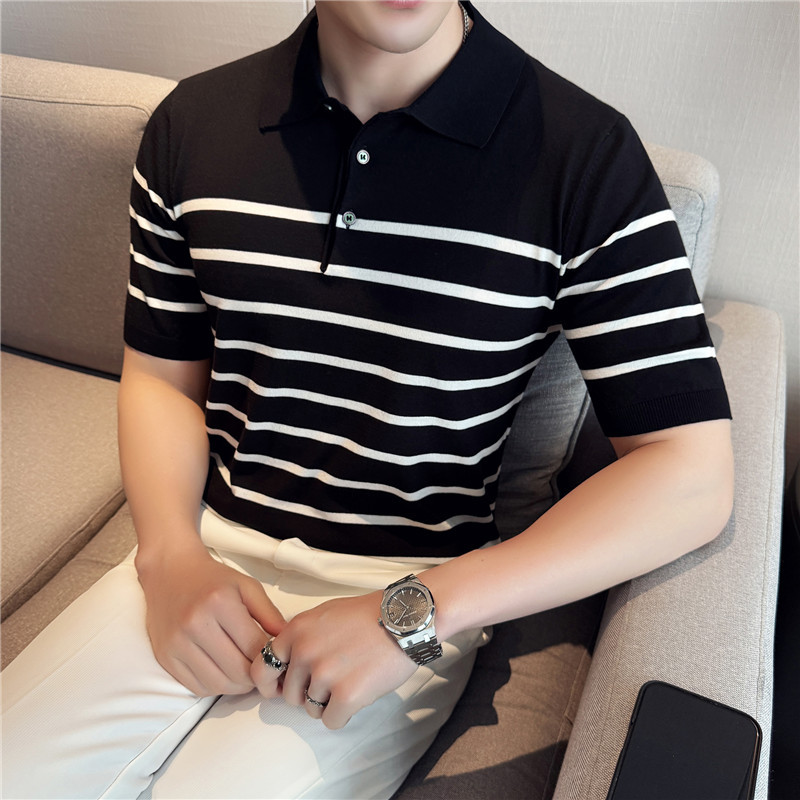 PA32 – Áo polo dệt kim Tencel sọc tương phản cao cấp