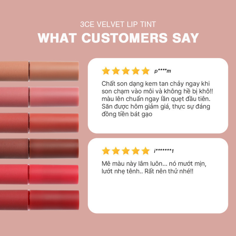 [3CE] Son kem lì 3CE Velvet Lip Tint 4g