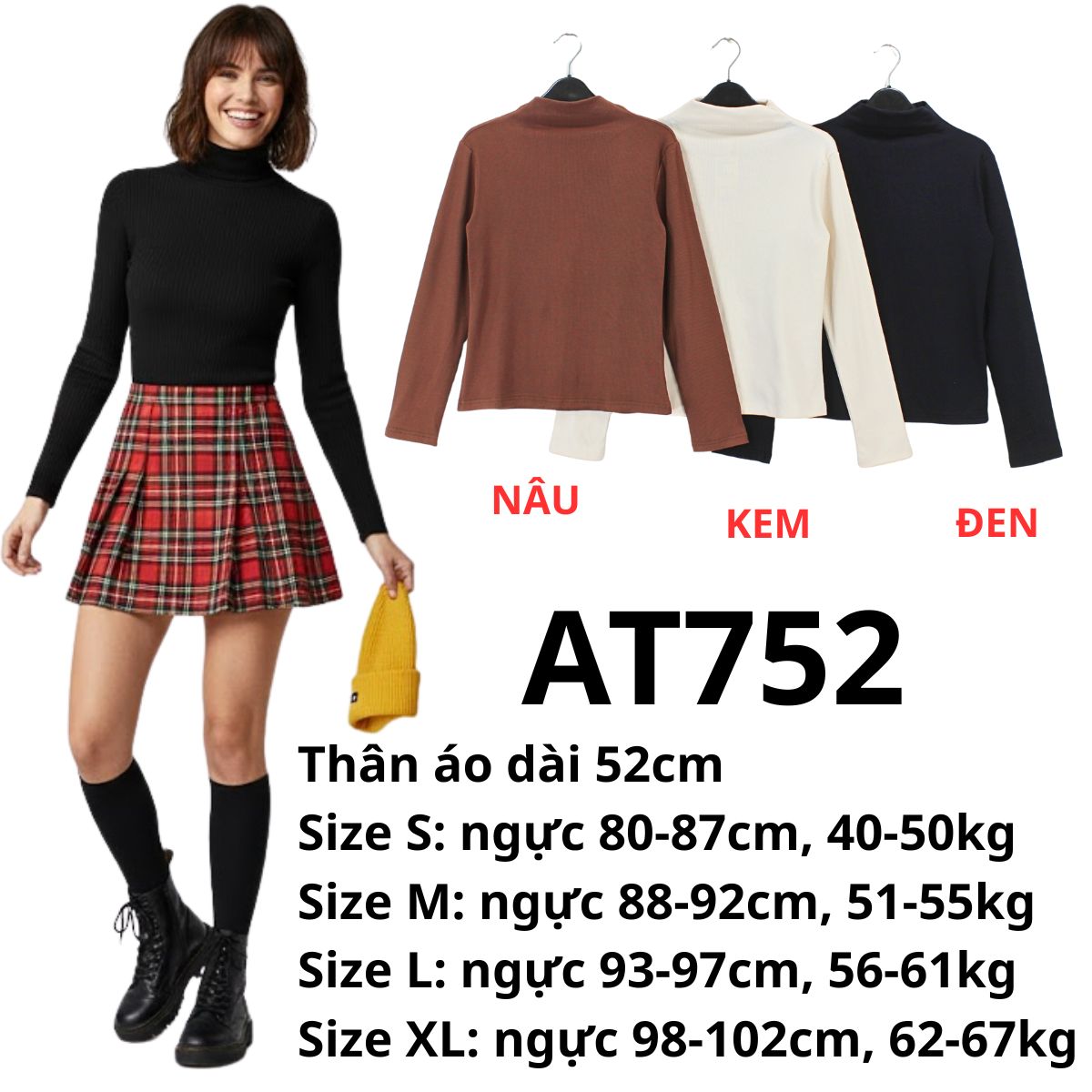 AT752 Áo thun cổ lọ