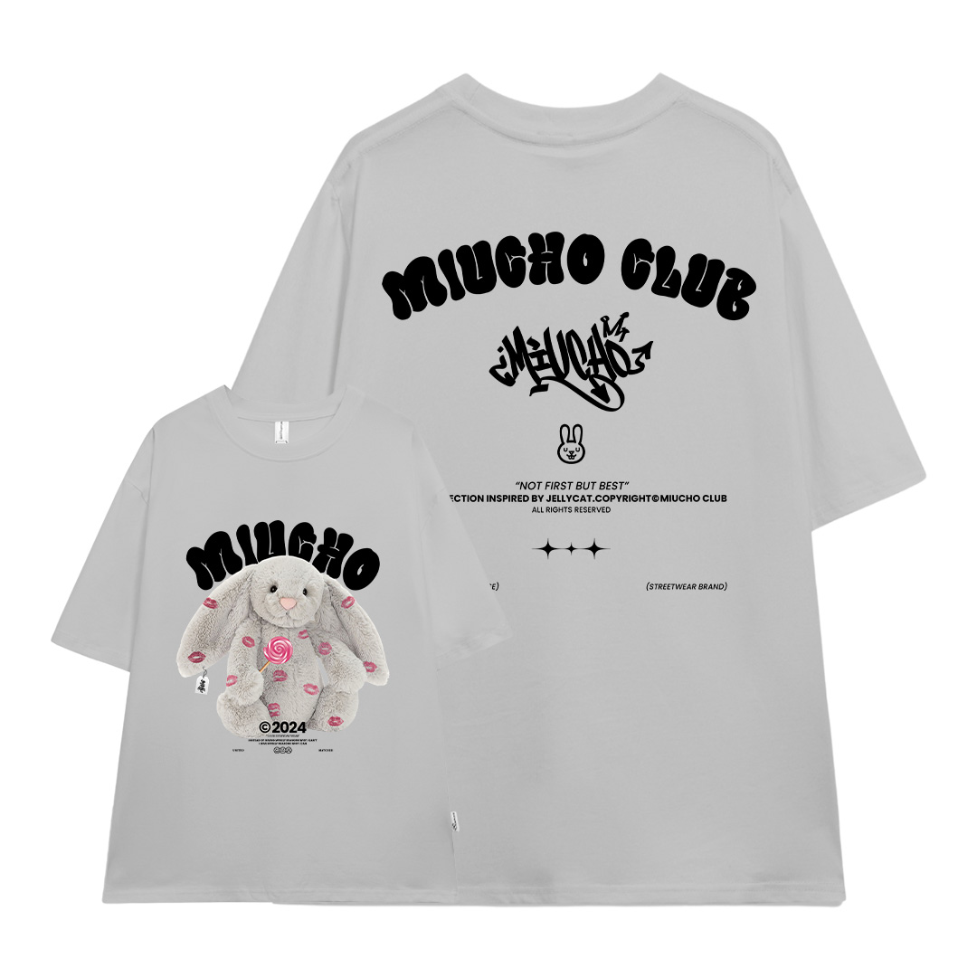 Áo thun thỏ Bunny form rộng local brand ATD1255 Miucho tay ngắn cổ tròn in mix_thumbnail_15