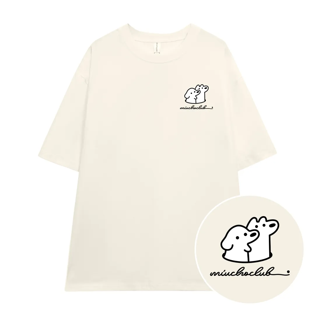 Áo thun unisex form rộng Miucho vải cotton thoáng mát tay ngắn cổ tròn 2 chú cún đáng yêu 2666