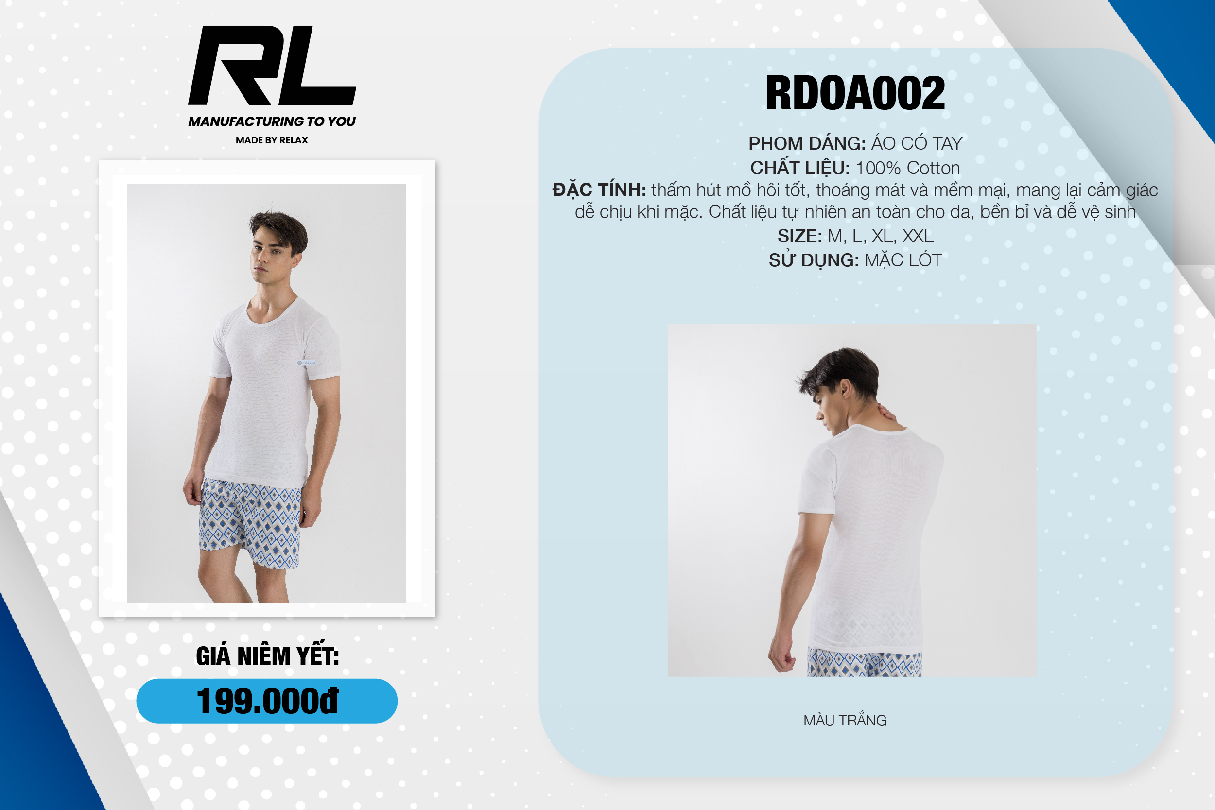 RDOA002 ÁO THUN LÓT NAM TAY NGẮN RDOA002