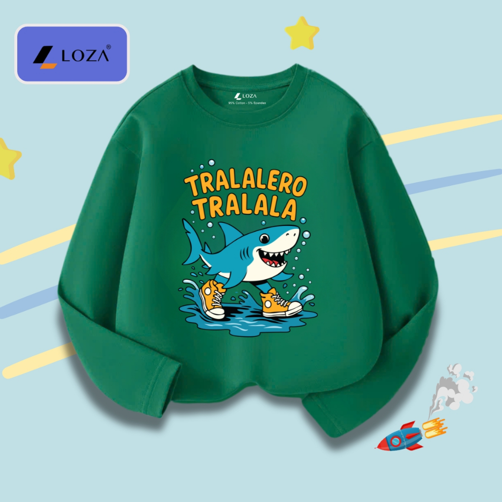 Áo thun dài tay bé trai in Brainrot Cappuccino,Tralalero Tralala - Áo thu đông trẻ em Loza Kids KT004_thumbnail_9