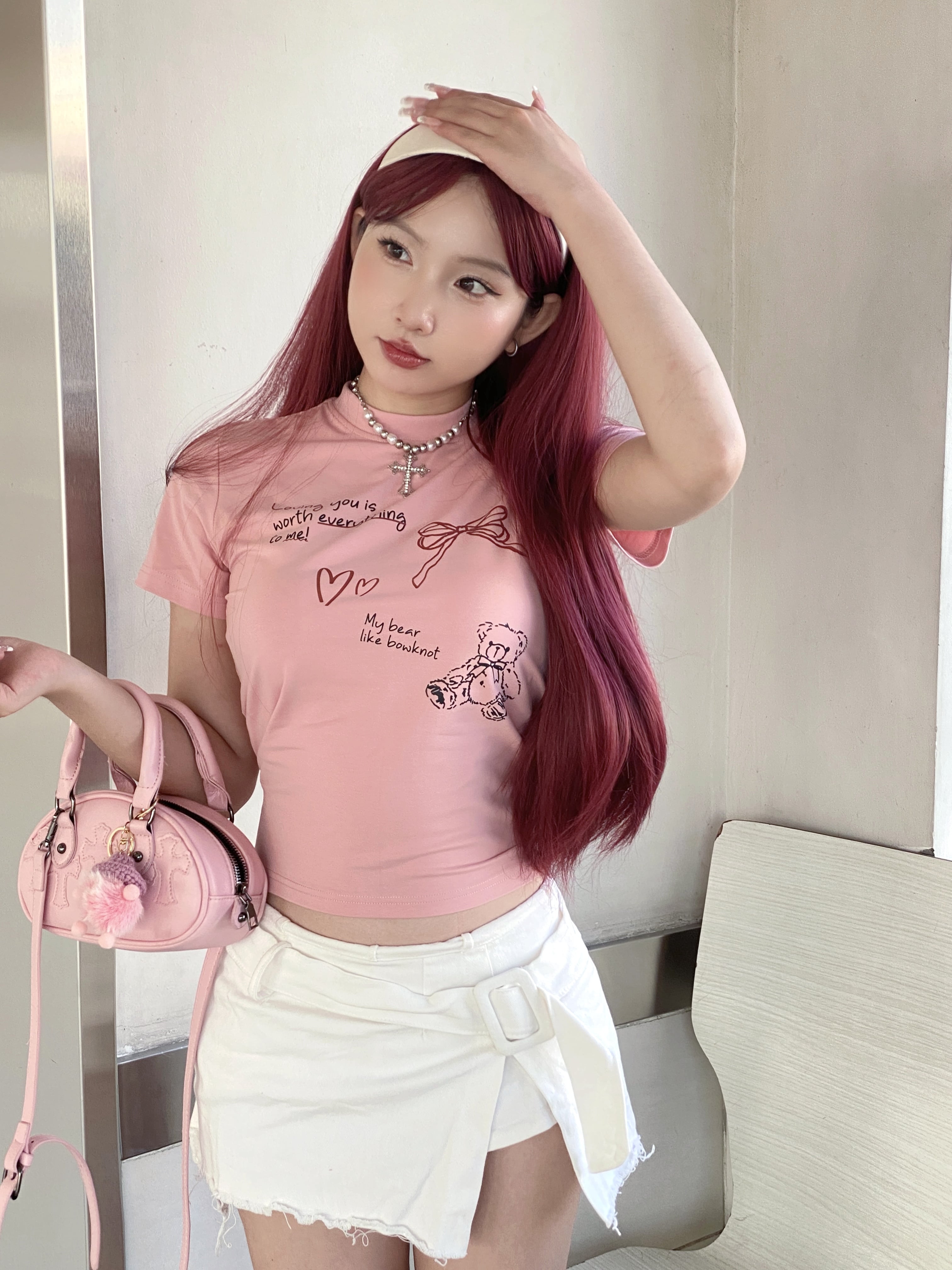 Áo thun baby tee nơ nhỏ xinh form ôm xinh xắn ABD1170 Miucho tay ngắn Cổ tròn hotrend in mix_thumbnail_3