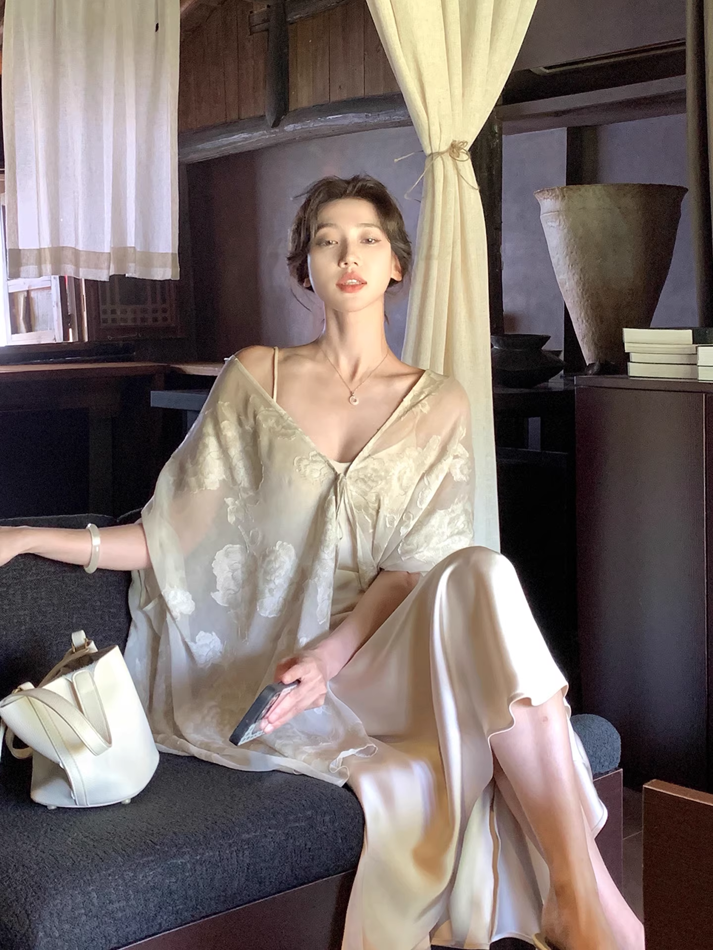 Áo Choàng Kimono Hoa Nhẹ + đầm 2_thumbnail_3