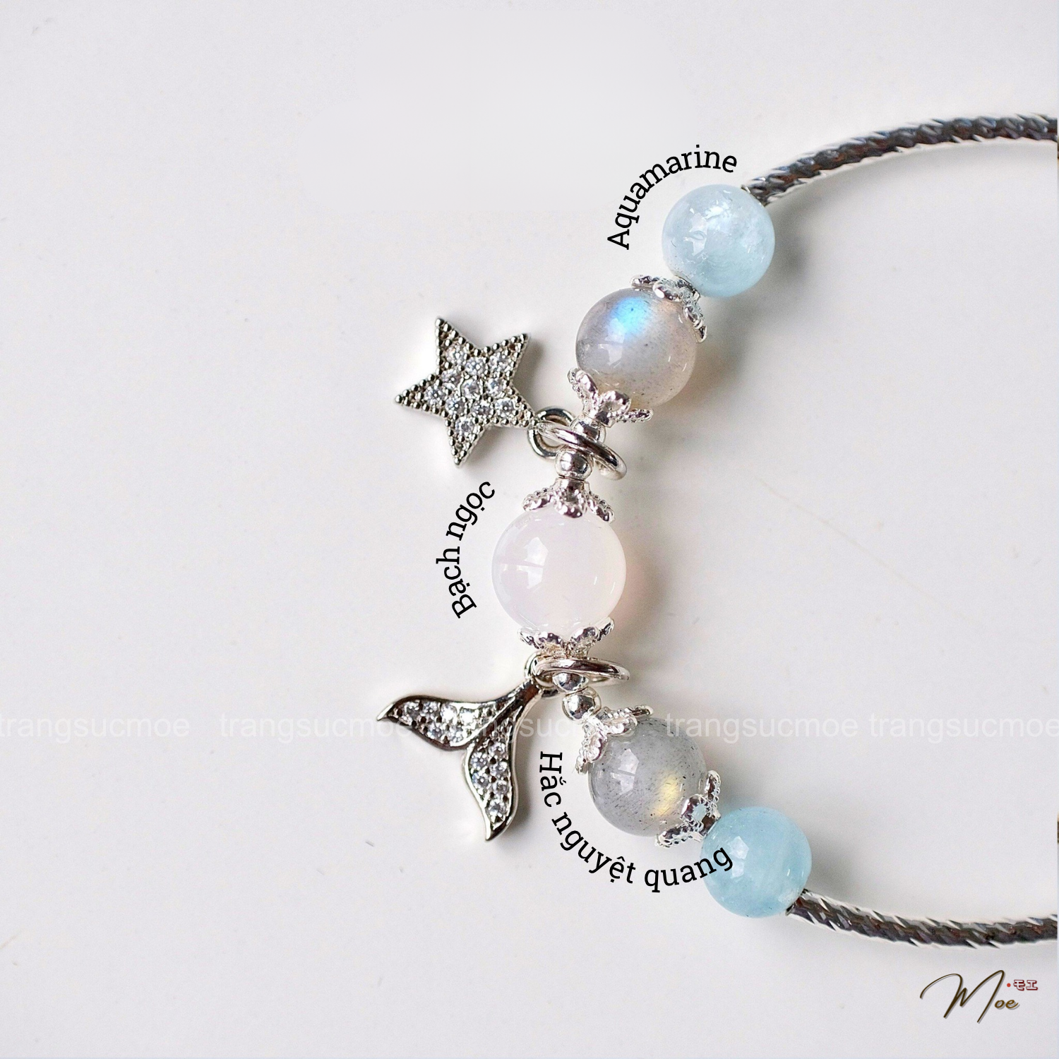 PT208 - Lắc tay đá phong thủy mix charm đuôi đá ngôi sao bạc (theo yêu cầu)_thumbnail_9