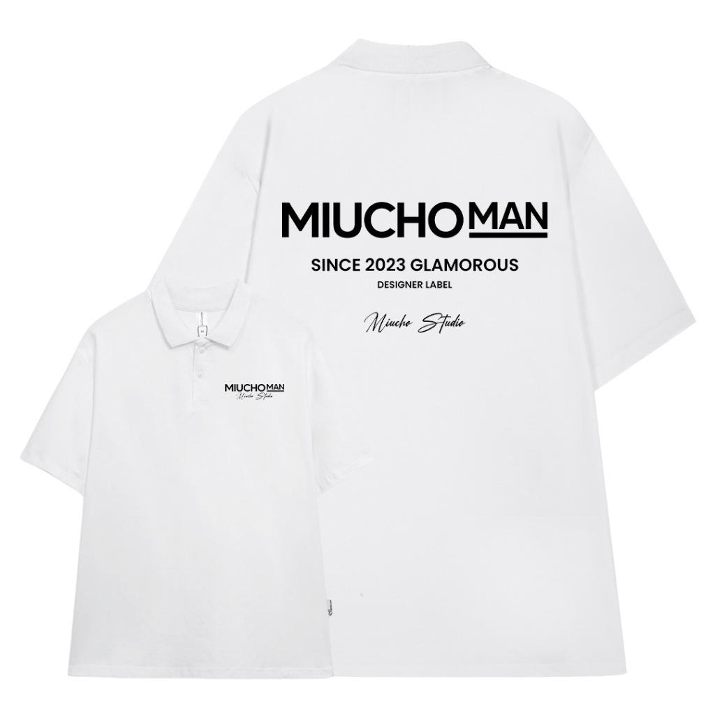 Áo polo nam form rộng PLD392 Miucho Man cotton cổ trụ in typography_thumbnail_9