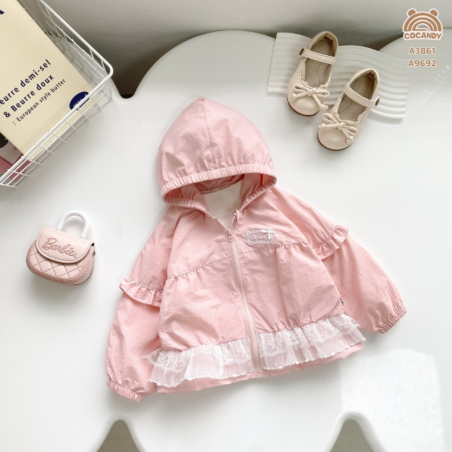 Áo khoác HỒNG viền ren bèo