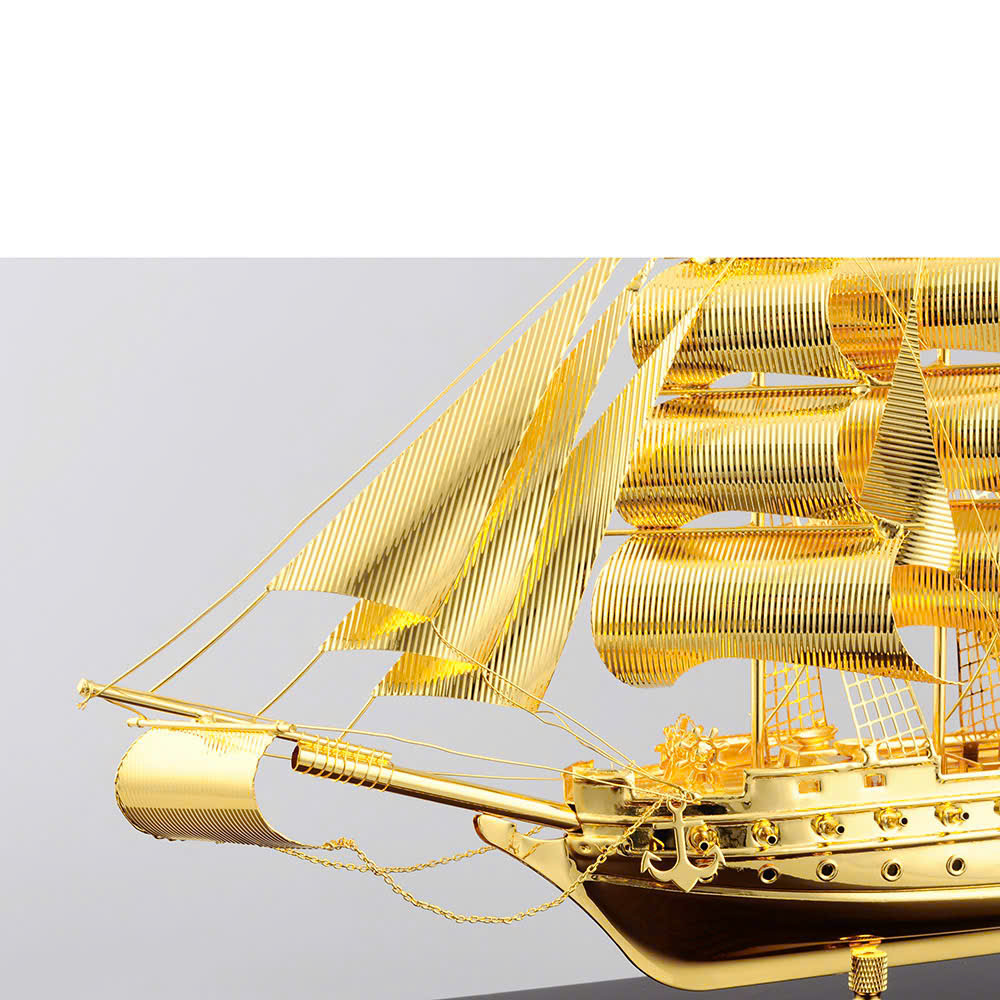 Thuyền mô hình thuận buồm xuôi gió mạ vàng 24k KT 51X 34CM_thumbnail_5