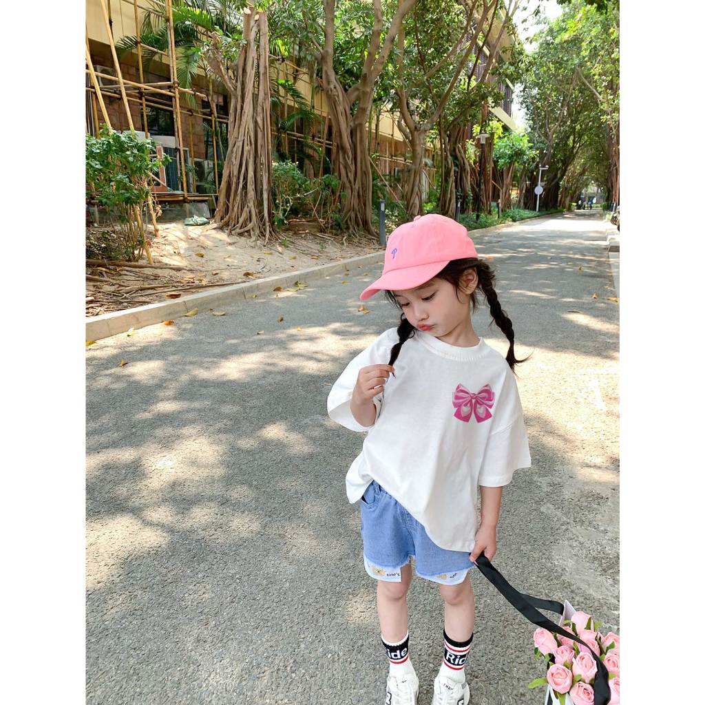 Áo thun cho bé gái form rộng thoáng mát AED1102 Miucho Kid tay ngắn cổ tròn in mix_thumbnail_4