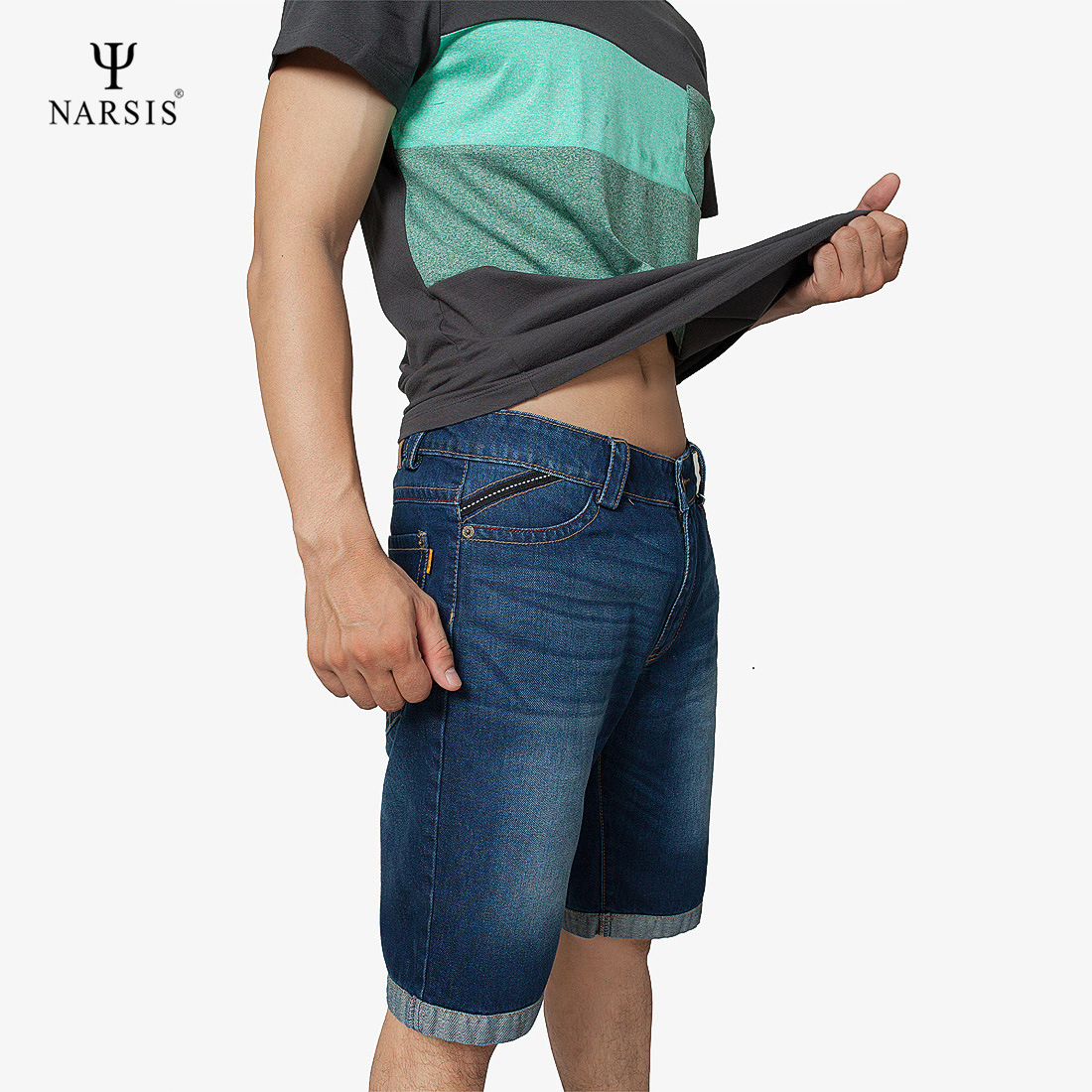 QUẦN SHORT JEANS NARSIS S8028 NARSIS CHẤT LIỆU JEAN BỀN BỈ, CÁ TÍNH, TRẺ TRUNG, THỜI TRANG_thumbnail_4