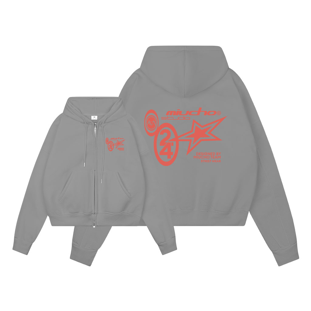 Áo hoodie zip local brand form boxy HXD1575 Miucho vải nỉ bông dày dặn khóa kéo in typography_thumbnail_7
