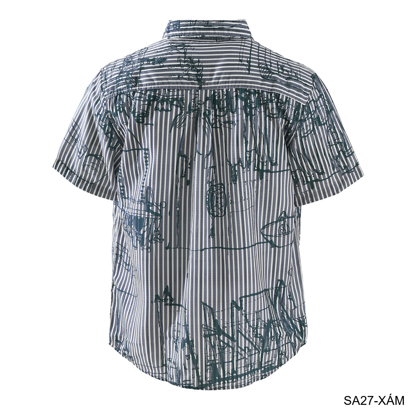 SA27 - Áo sơ mi nam ngắn tay họa tiết sọc và vẽ tay phong cách streetwear, chất liệu polyester mềm mại, form rộng thoải mái_thumbnail_3
