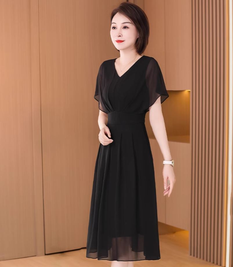 14452-Đầm voan xòe đen thiết kế, cổ tim tay cánh tiên_thumbnail_0