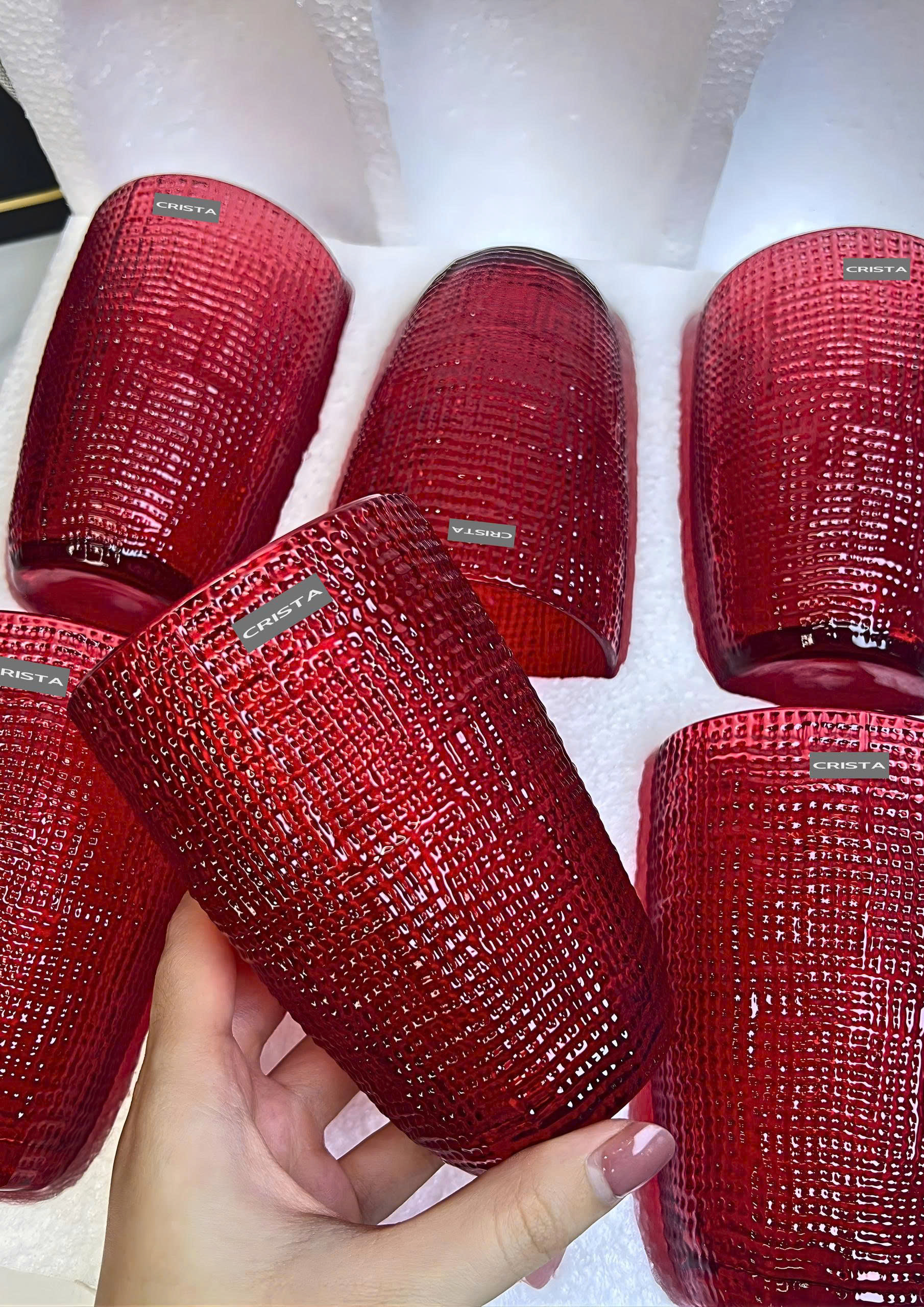 Bộ 6 cốc thủy tinh CRISTA HOME  vân lưới dập nổi 420 ml_thumbnail_13