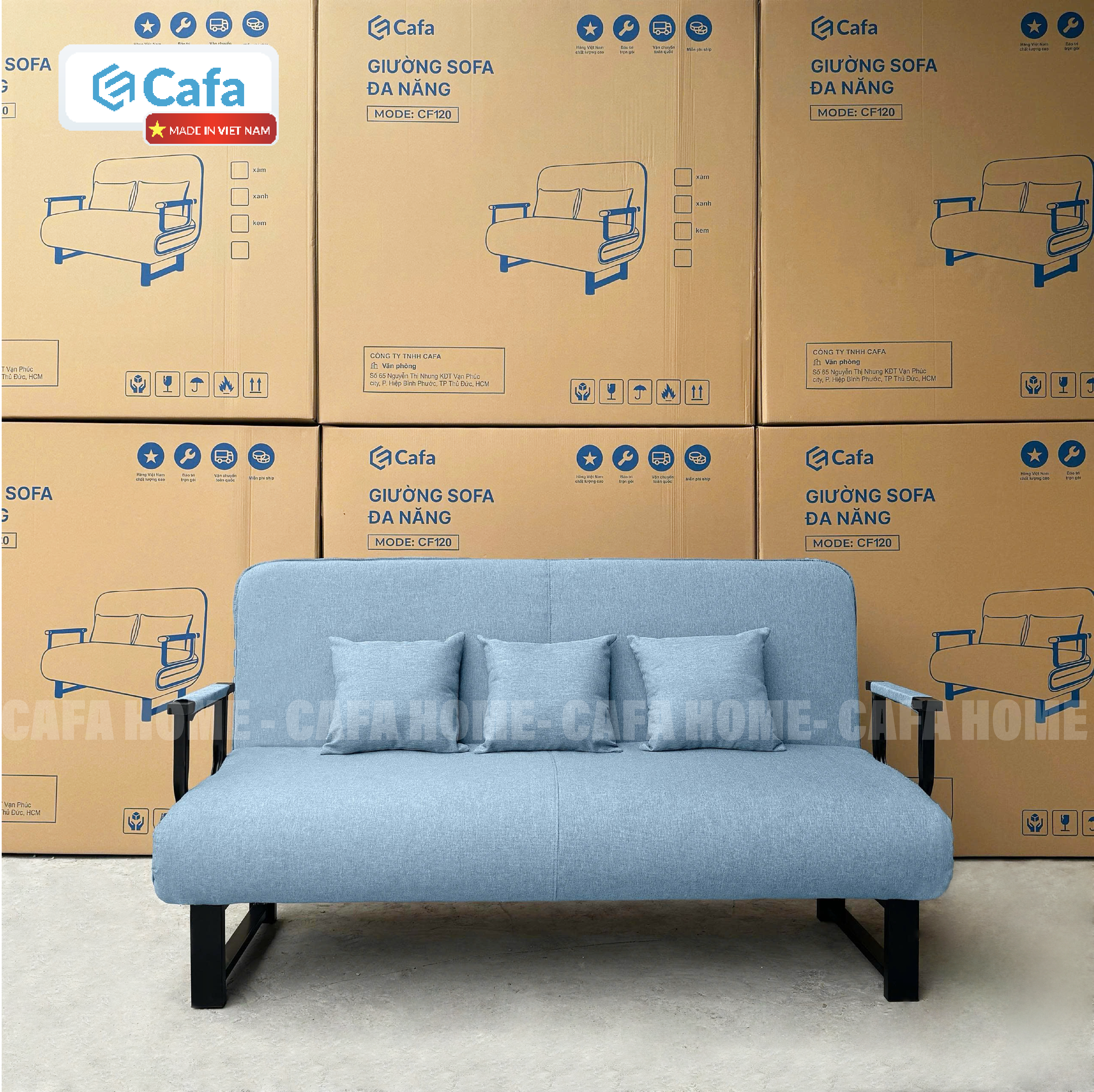 SOFA BED 150CM MÀU XANH