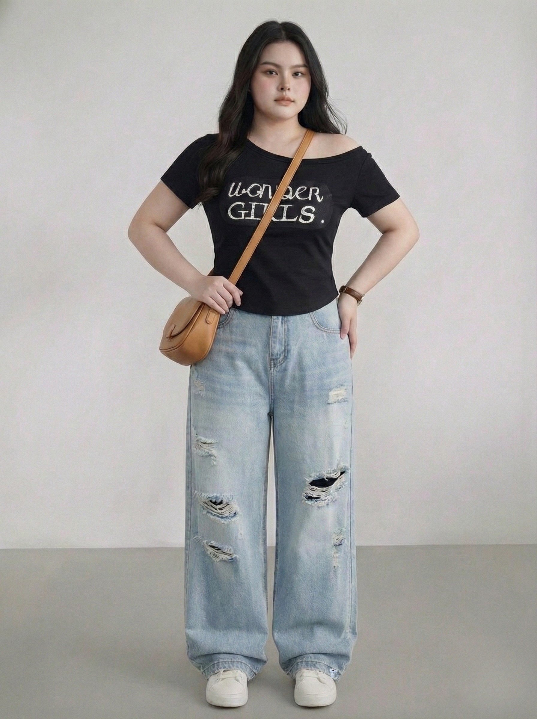 BIGSIZE-Quần suông rách thuê mèo T-QJ390