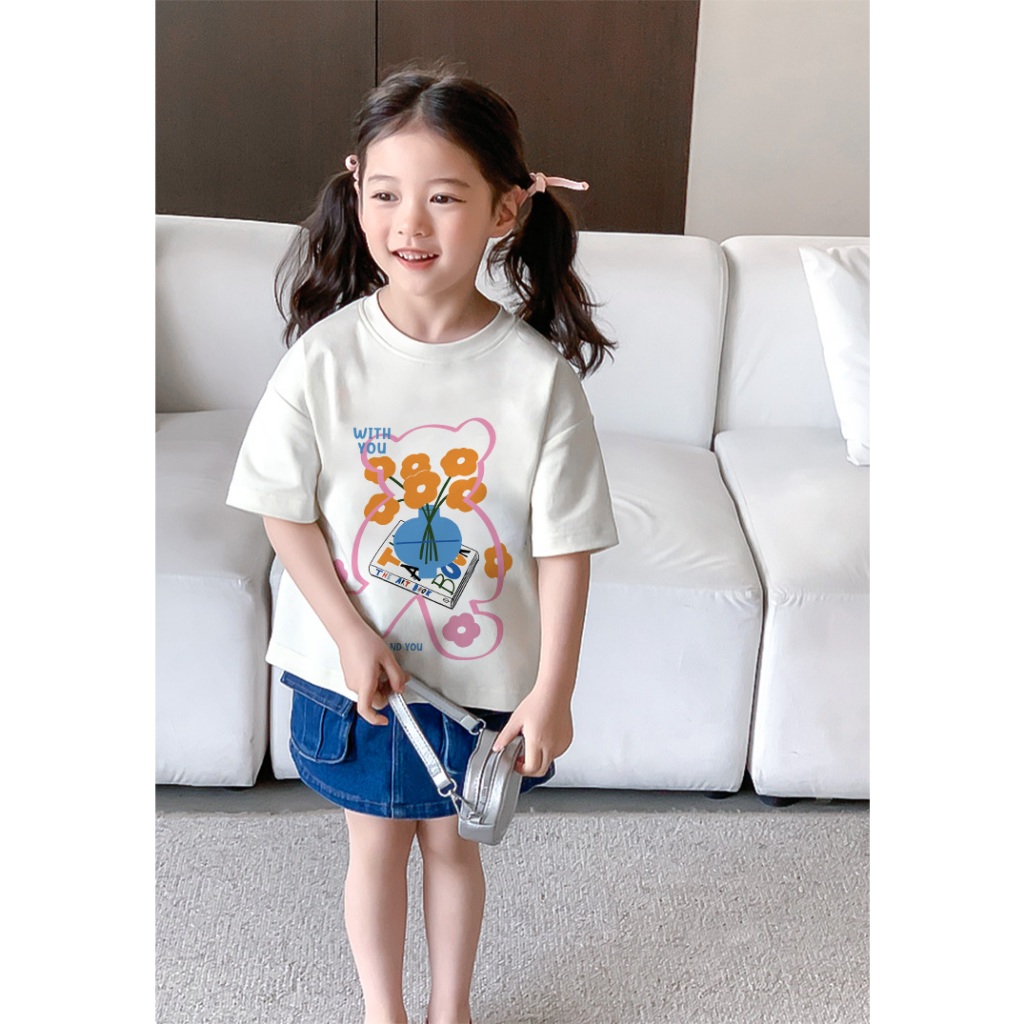 Áo thun cho bé gái cute form rộng AED1100 Miucho Kid tay ngắn cổ tròn style hàn quốc in mix_thumbnail_6