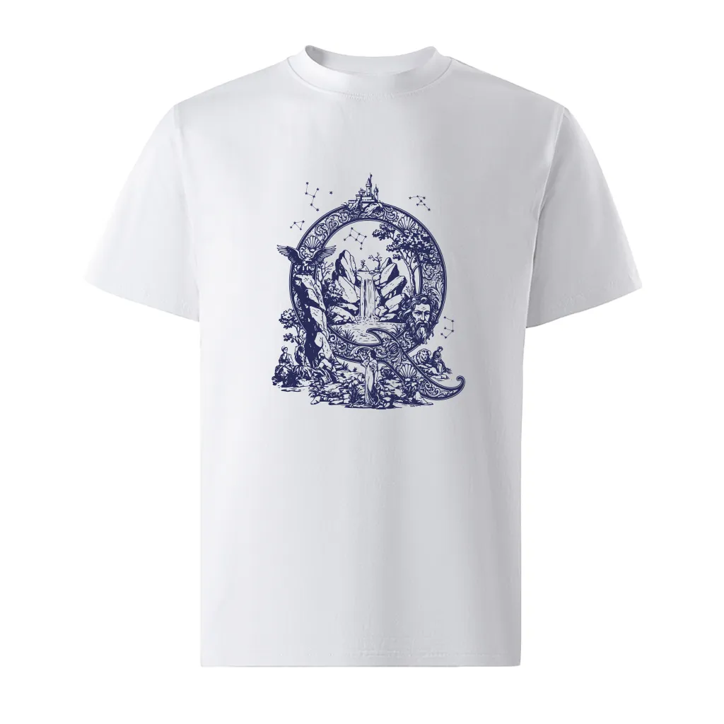 Áo thun form rộng Miucho Iconic chữ Q nghệ thuật vải cotton thoáng mát cổ tròn tay ngắn 2762_thumbnail_0