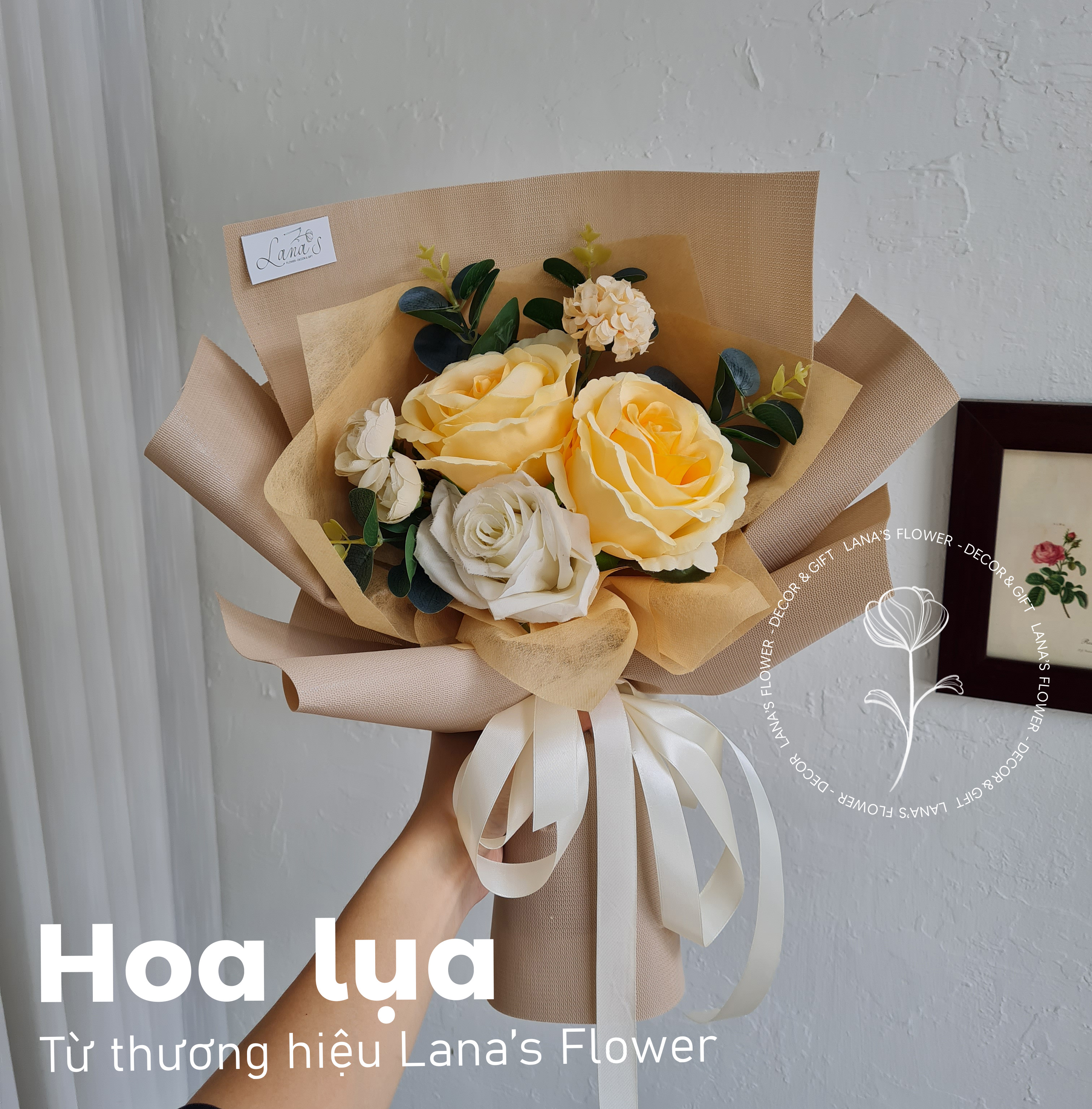 Bó hoa lụa size S - Tone vàng