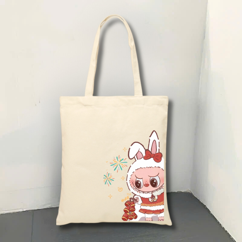 Túi tote vải canvas in hình Kuromi, Totoro, Labubu có khóa kéo, ngăn phụ - 𝐖𝐞 𝐓𝐞𝐞 TOTE07_thumbnail_15