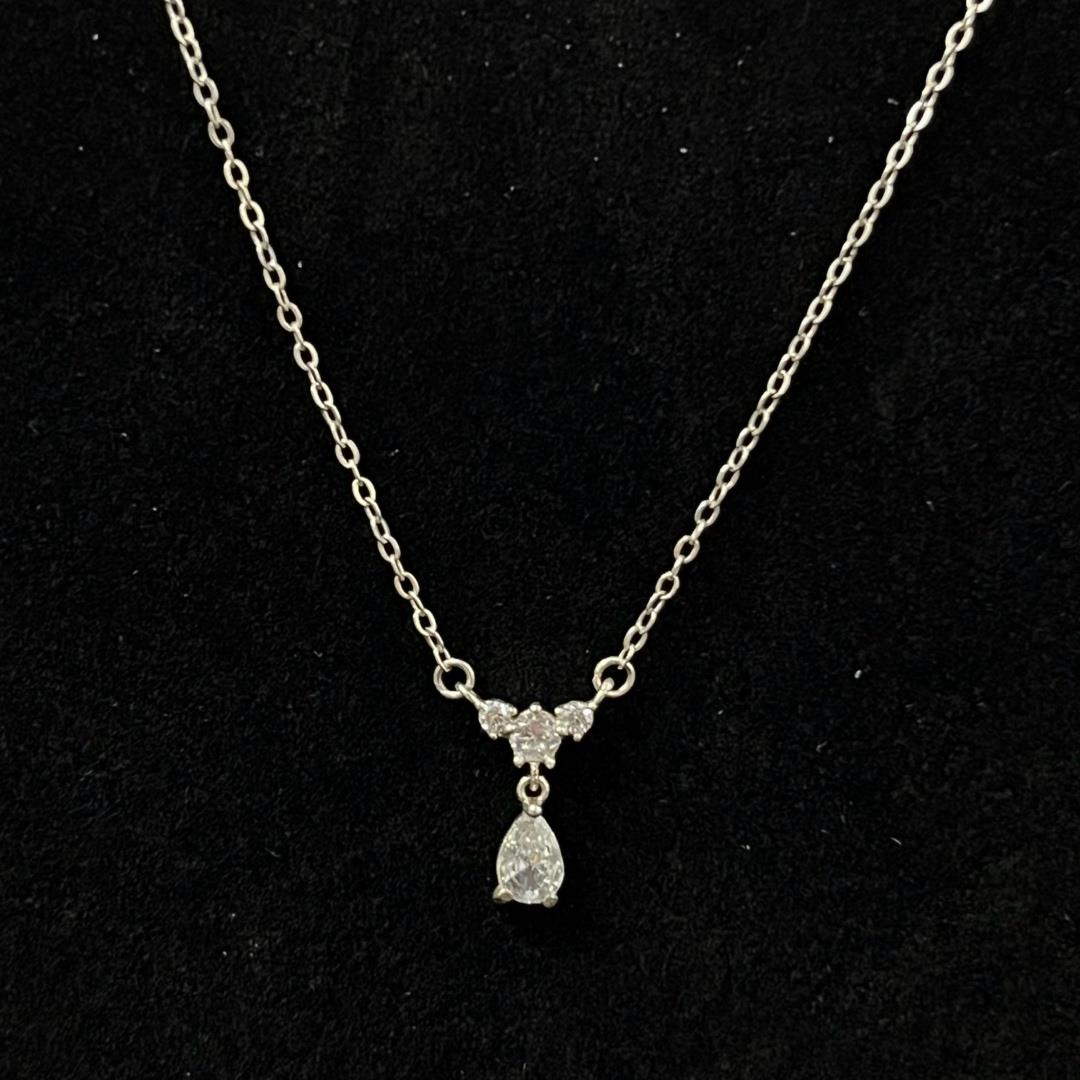 vòng cổ bạc s925 ba kim cương charm giọt nước._thumbnail_0