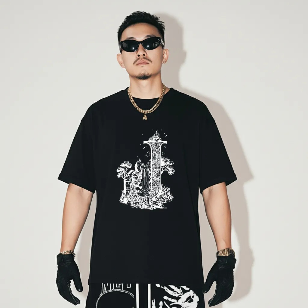 Áo thun nam form rộng Miucho Iconic cotton dày dặn thoáng mát trẻ trung năng đồng in chữ cái J 2755_thumbnail_6