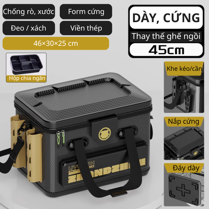 Thùng Câu Cá ZHONGZHOU Live Fish Storage Bucket 42X29X30_thumbnail_2