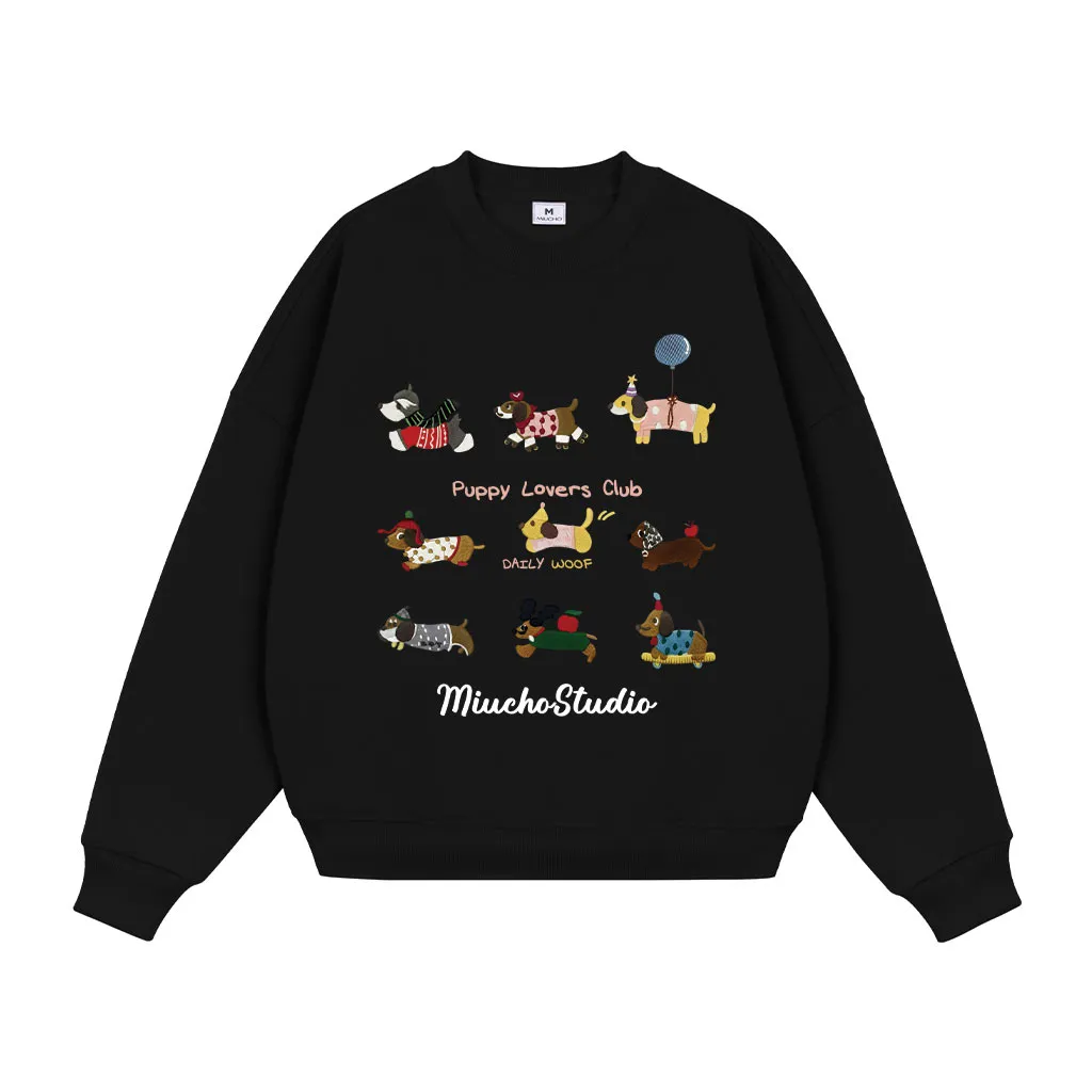 Áo Sweater form boxy Miucho nỉ 2 da dày dặn thoáng mát thoải mái Puppy lovers club in mix 2819_thumbnail_10