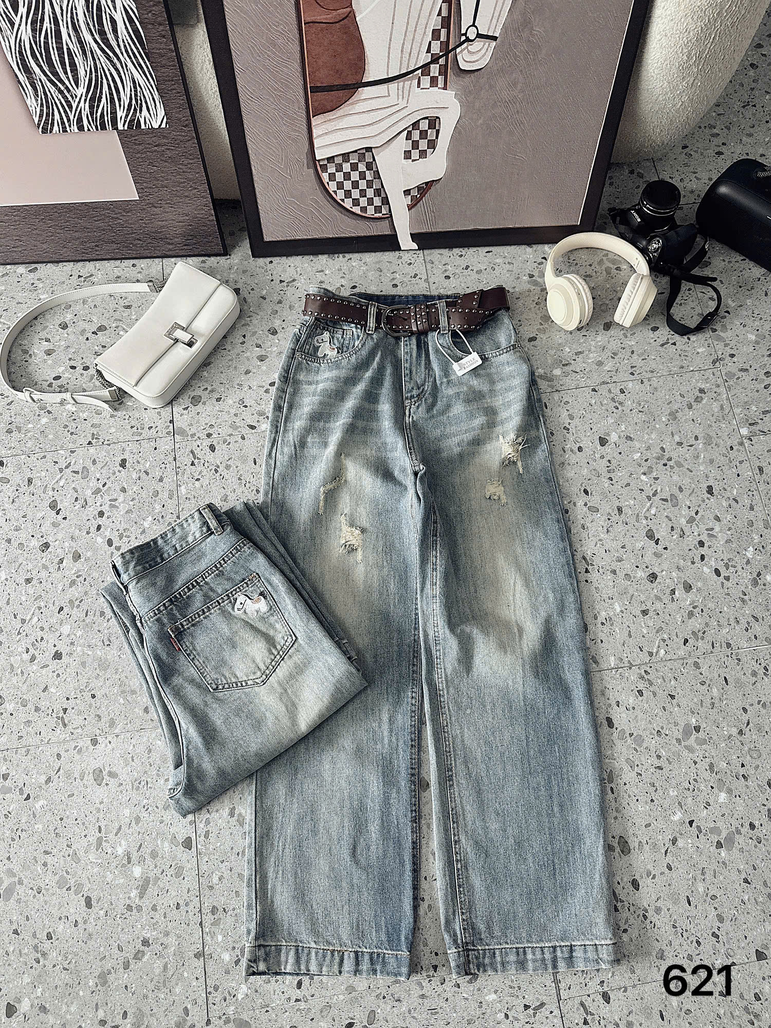 BIGSIZE - Quần jean suông thêu ngựa cho nàng béo từ 55 tới 90kg T-QJ621_thumbnail_3