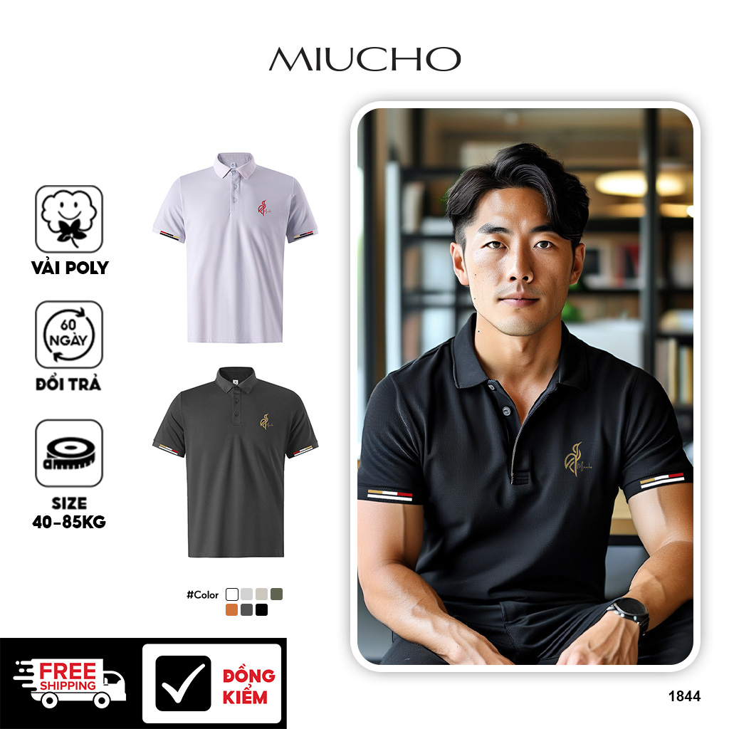 Áo polo nam form vừa regular vải cá sấu đứng form thoáng mát 1844 Miucho Iconic in basic_thumbnail_1
